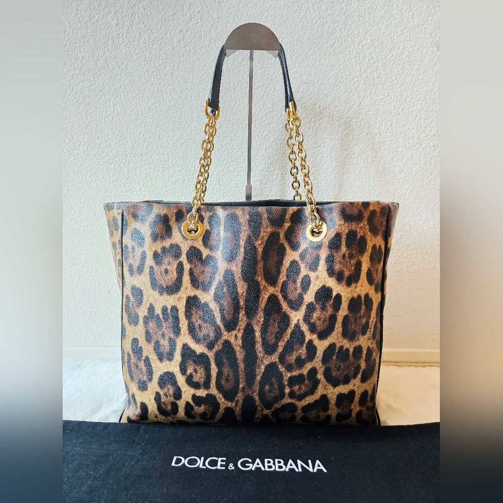 Dolce and Gabbana Leopard Print Shopping Tote Bag and Wallet Organizer Set - Picture 6 of 16